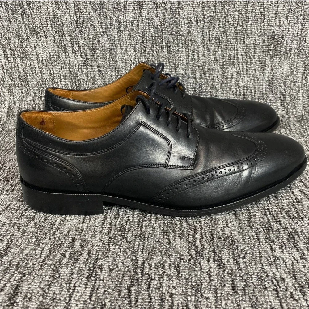 J Murphy by Johnston Murphy Wingtip Oxford Mens 10.5 Black Leather Lace Up Shoes